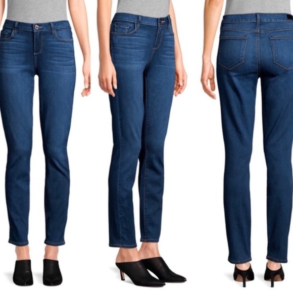 Paige Skyline Skinny Stretch Mid Rise Jeans Rosalyn Dark Wash Size 27 - Picture 1 of 11